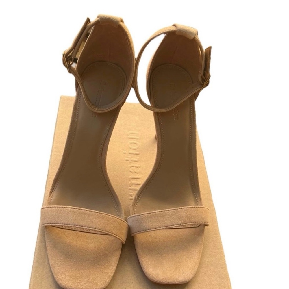 Reformation Kelly Ankle Strap Suede Sandals Nude Size 9.5 - Picture 4 of 7